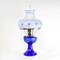 Aladdin Lincoln Drape Oil Lamp, Cobalt Glass Bright Indoor Non-Electric Fuel Lamp with Blue Meadow Shade, 24 inch